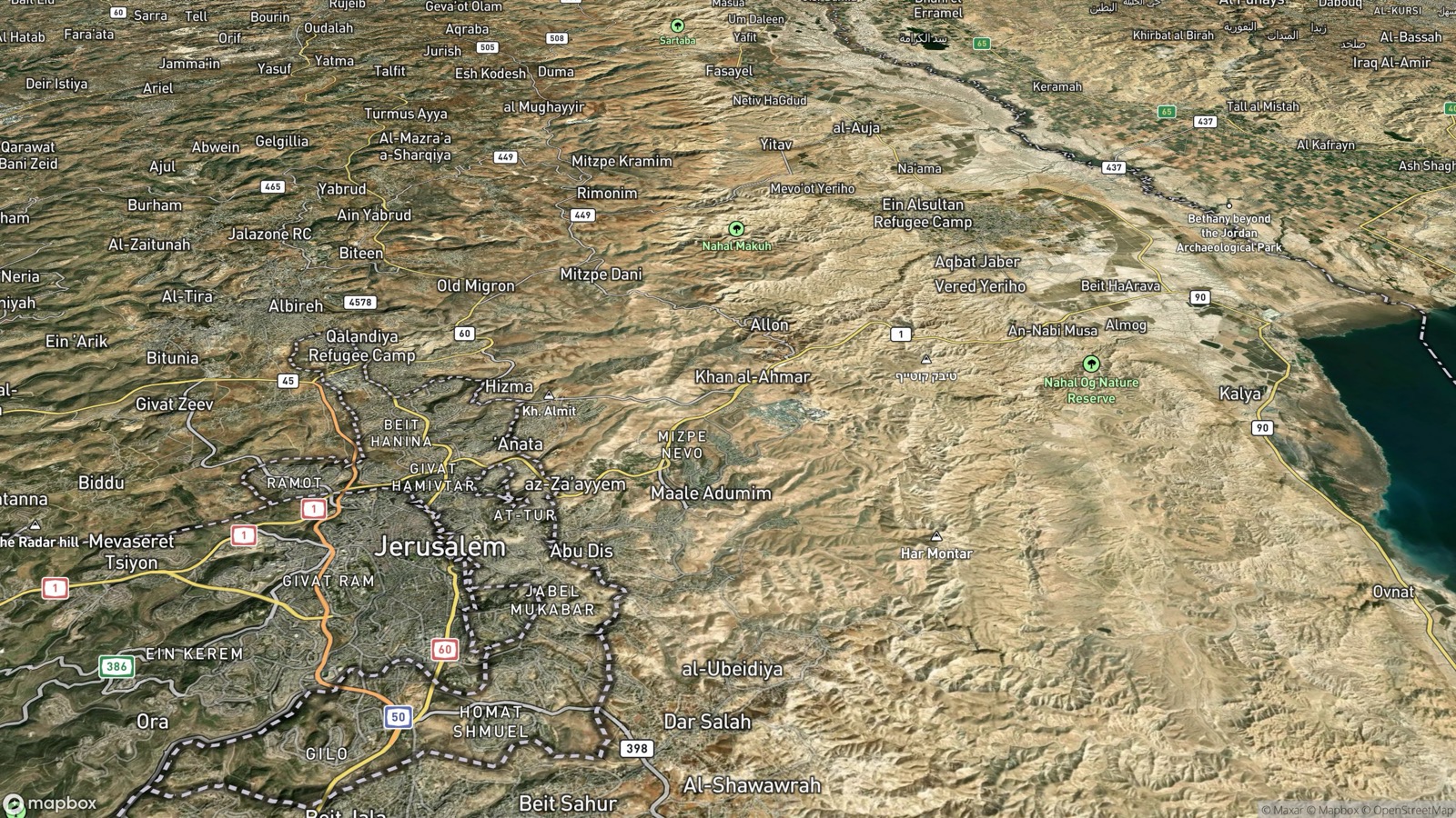 Route path following the Judean approach.