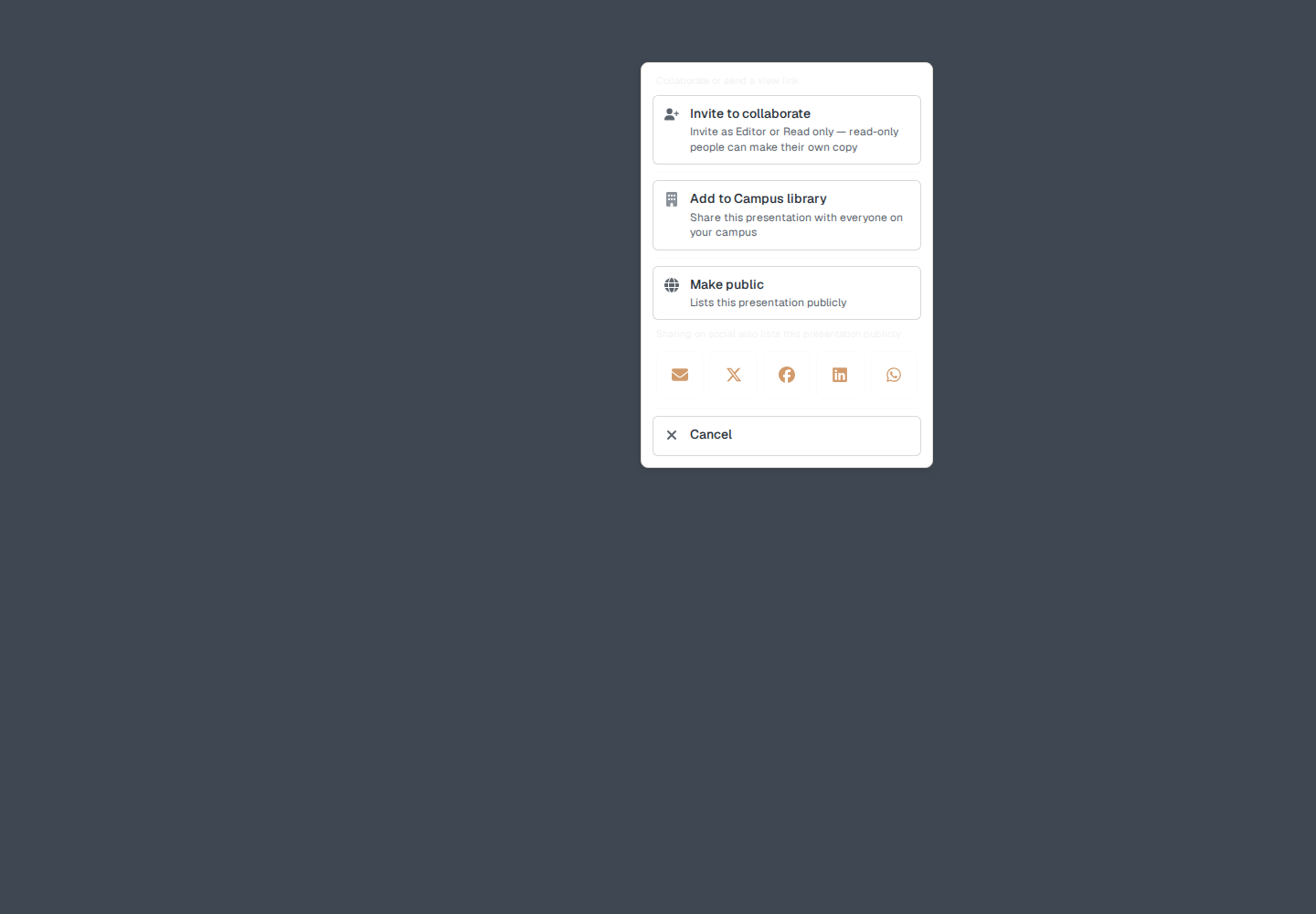 Make public, from Share
