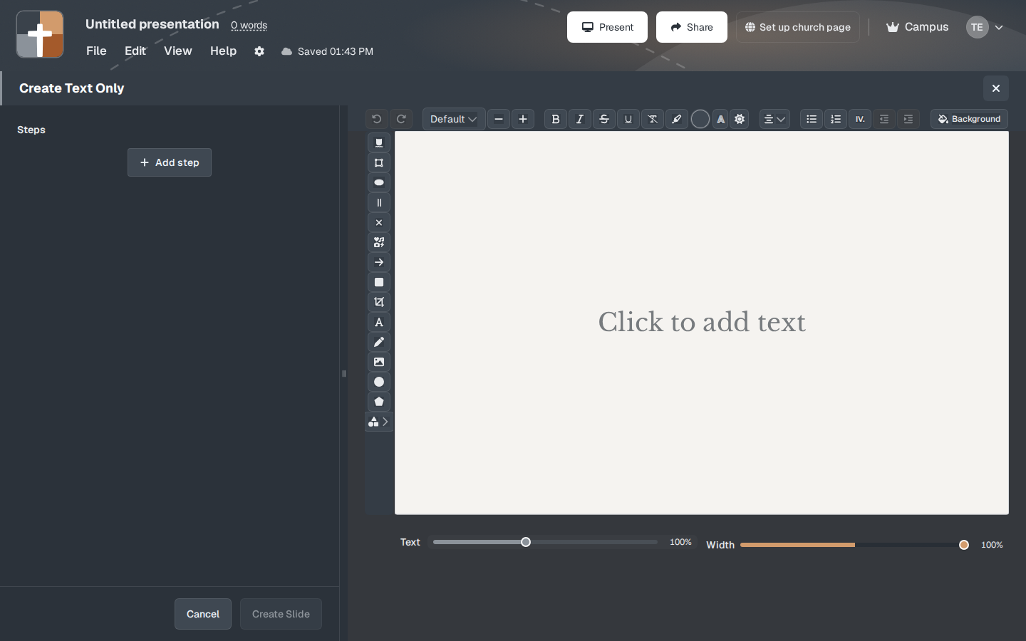 Create Text Only