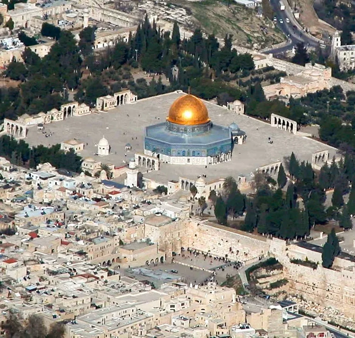 Aerial view of the Temple Mount and the Western Wall, Jerusalem